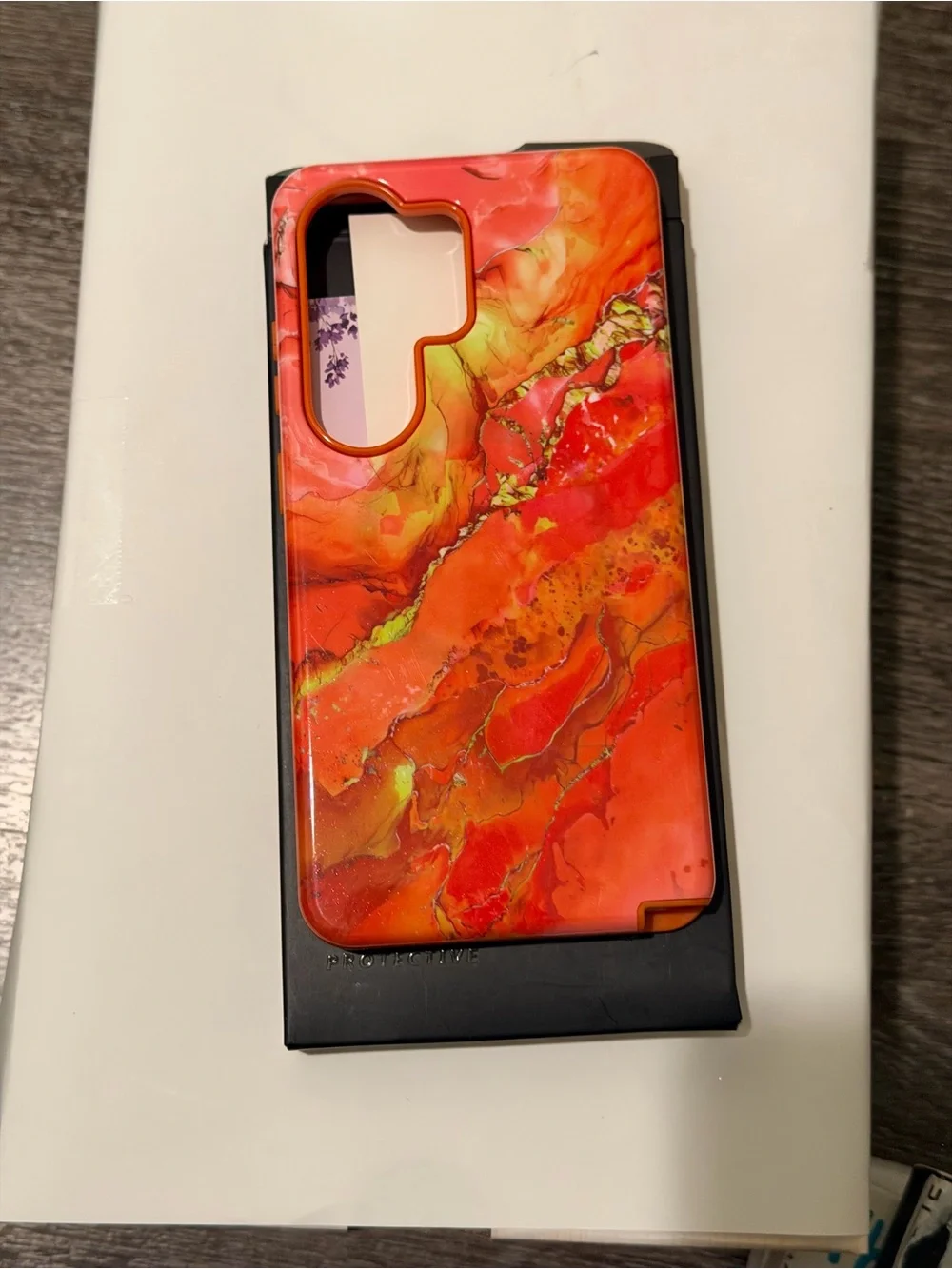 Galaxy S26 Ultra Vibrant Orange Marble Protective Phone Case -